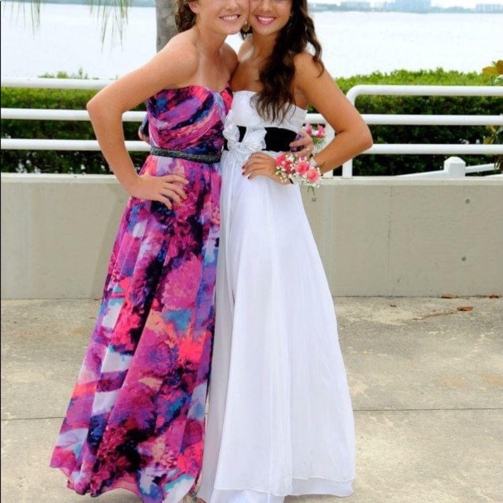 Pink multicolor long dress.